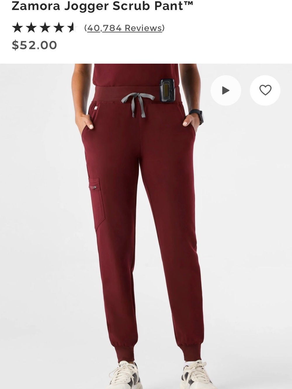 Figs Zamora Jogger Scrub Pant - Burgundy